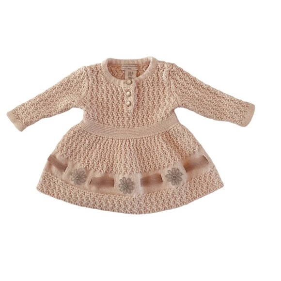 Catherine Malandrino Other - Catherine Malandrino Mini Pink Sweater Dress with Silver Metallic Accents 0-3mns
